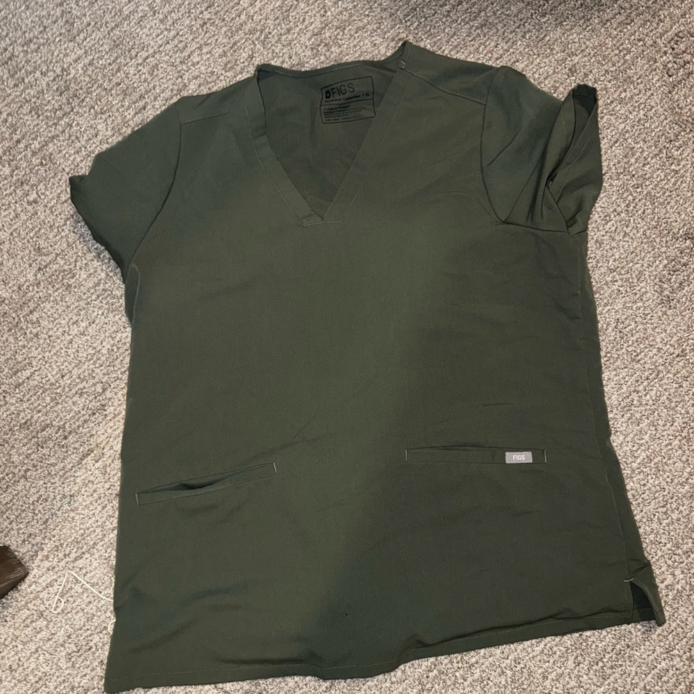 Figs Dark Green Scrub Top
